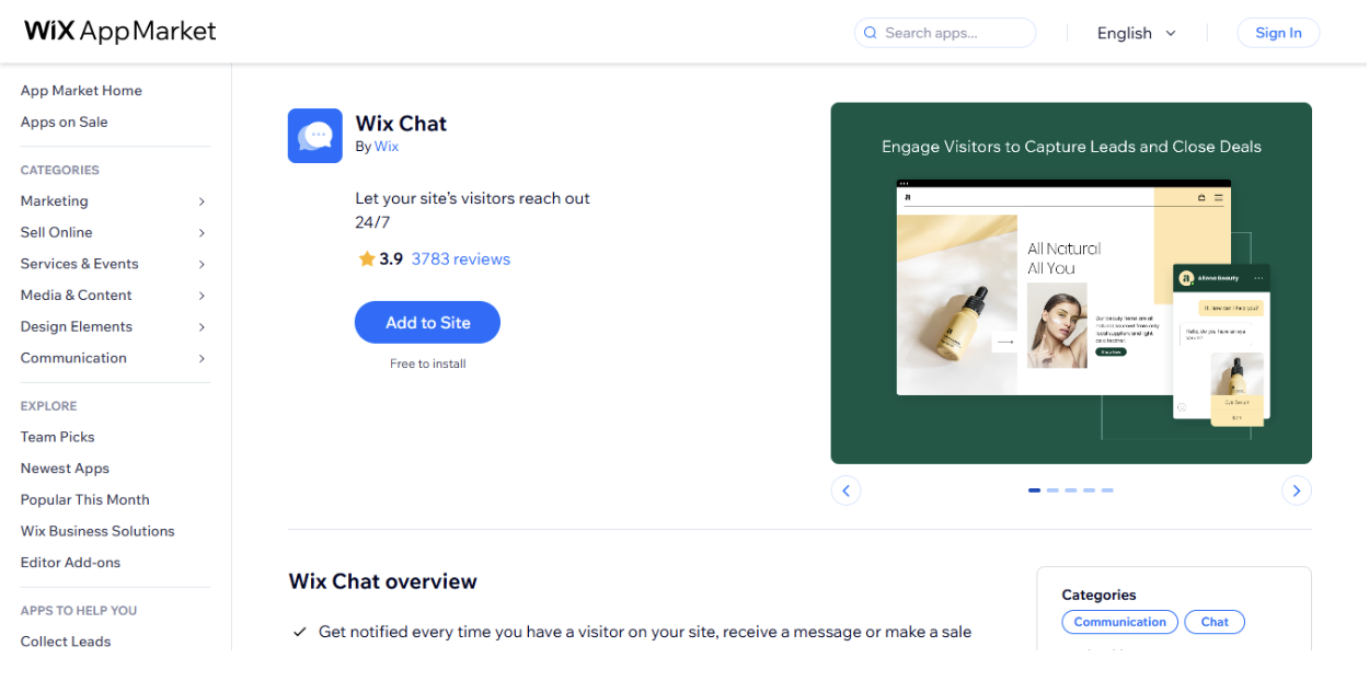 Wix Chat Tool
